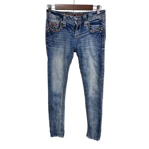 Rock Revival Sherry Skinny Jeans Medium Wash Embroidered Flap Pocket‎ Women's 26